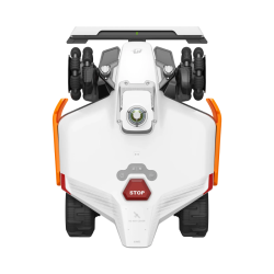 Vue aérienne du Mammotion LUBA 3, robot tondeuse sans fil périphérique au design aérodynamique