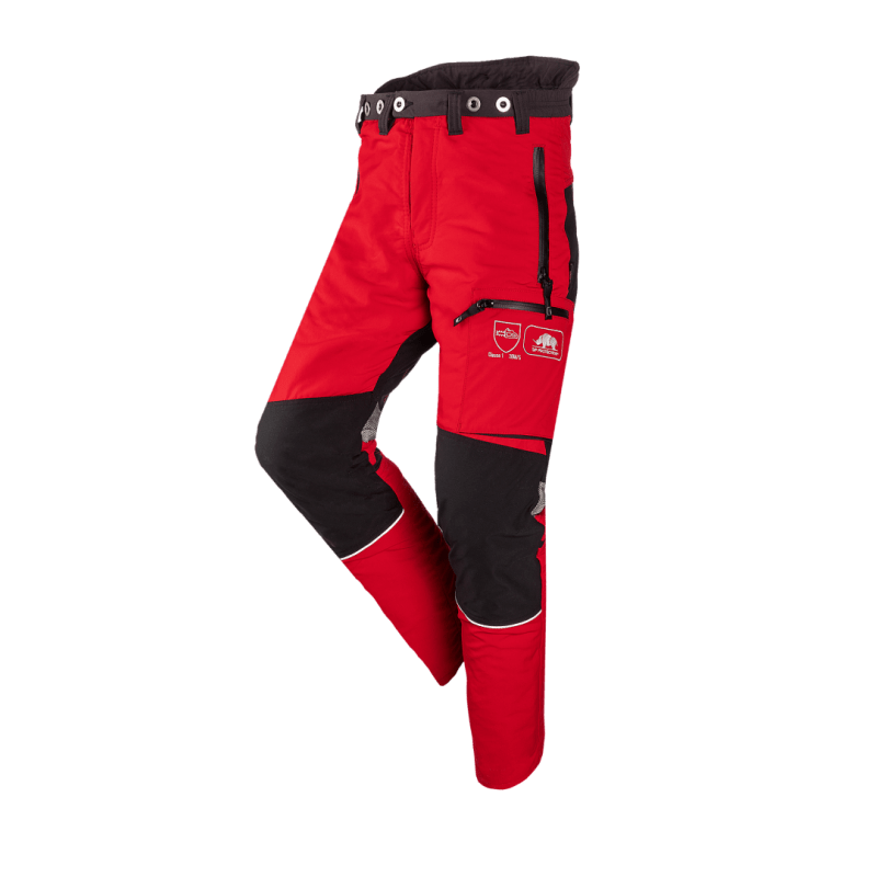 Pantalon anti-coupure rouge et gris